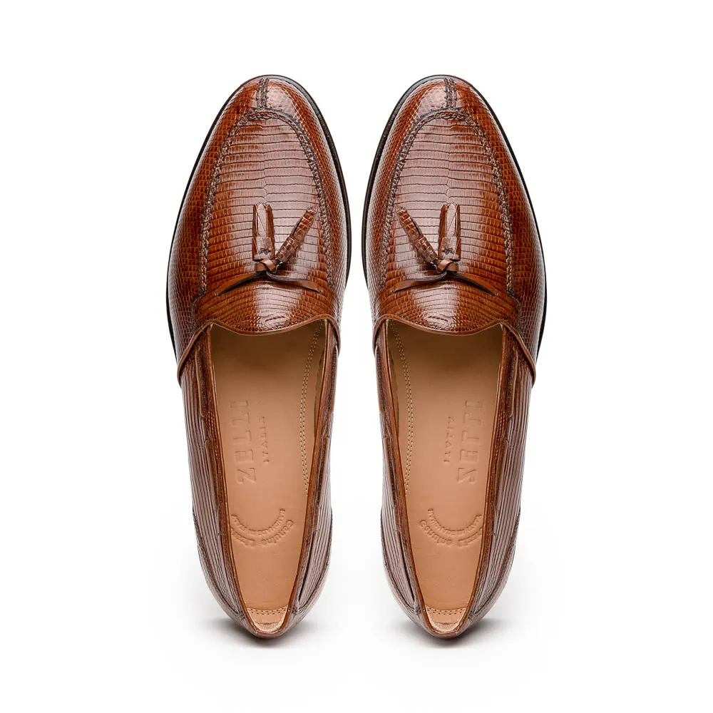 14-580-CGN FRANCO Teju Lizard Tassel Loafer, Cognac