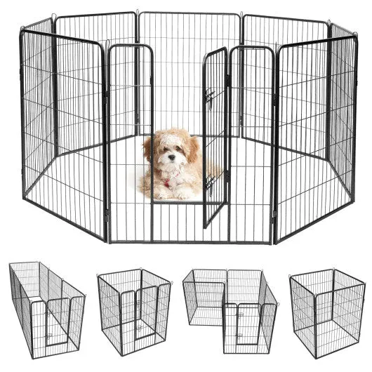 8 Metal Panel Heavy Duty Pet Playpen Dog Fence with Door-40 Inch