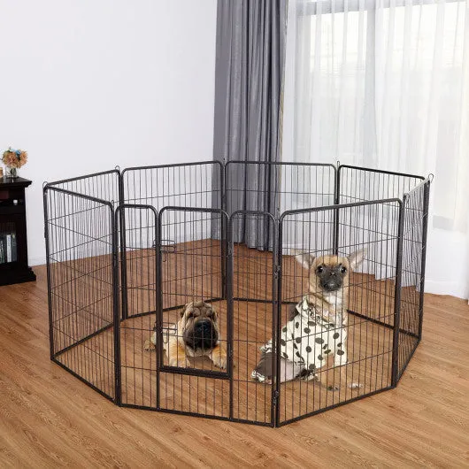 8 Metal Panel Heavy Duty Pet Playpen Dog Fence with Door-40 Inch