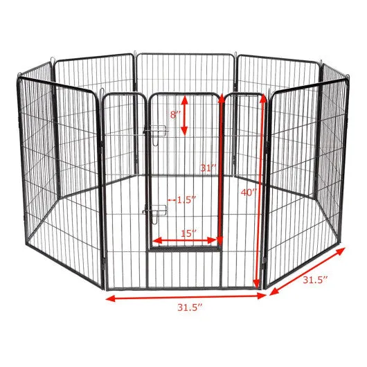 8 Metal Panel Heavy Duty Pet Playpen Dog Fence with Door-40 Inch