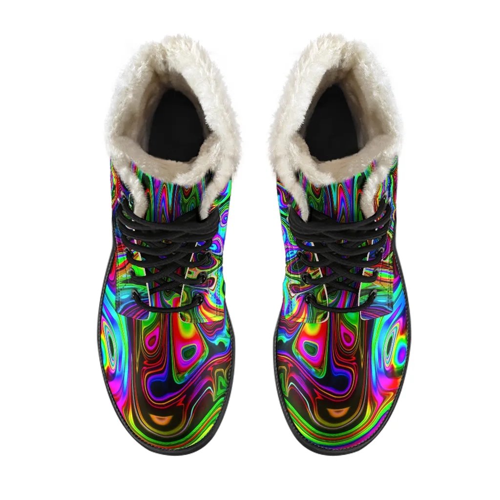 ACID DROP FAUX FUT LEATHER BOOTS | PSYCHEDELIC POUR HOUSE