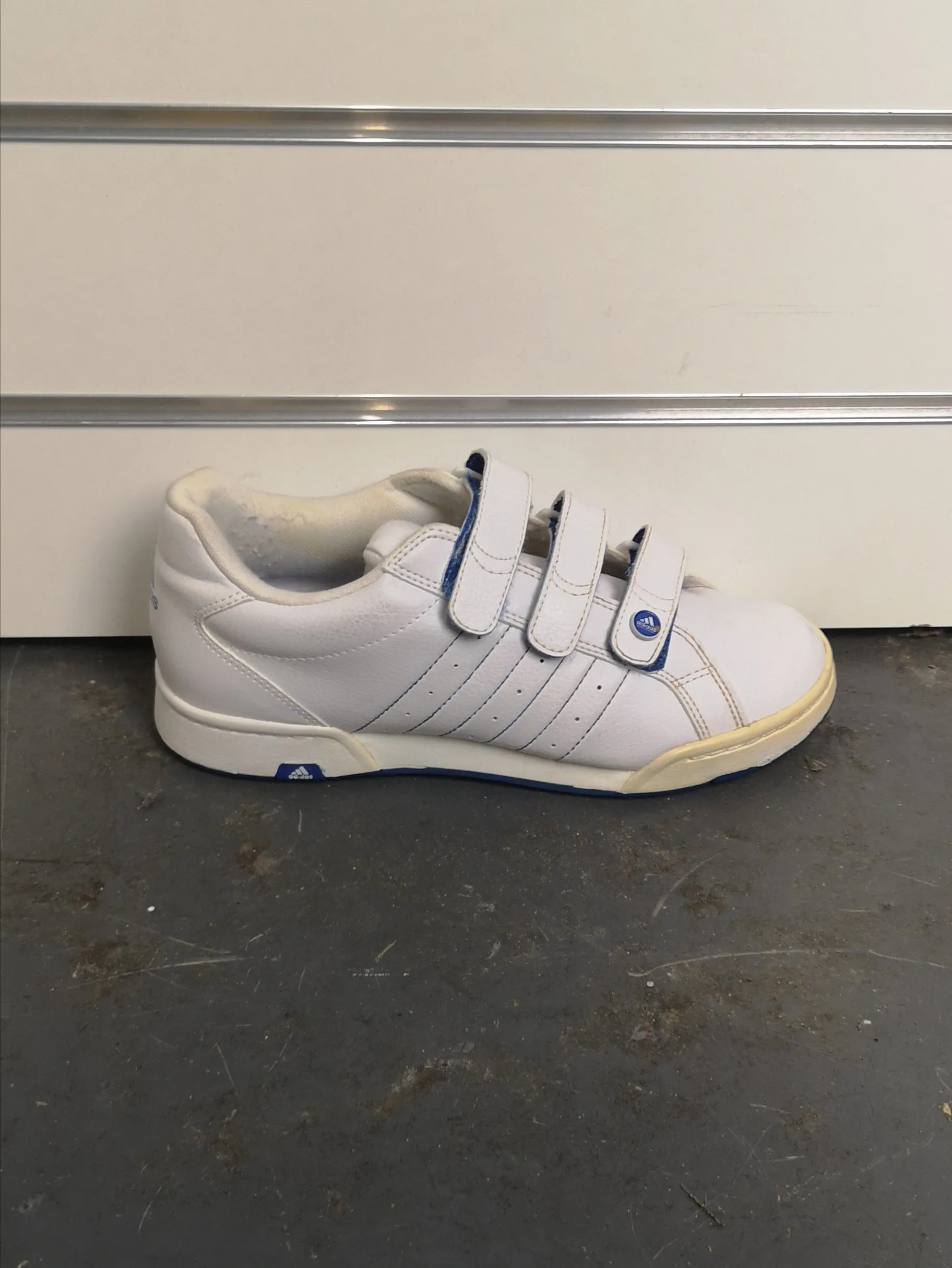 Adidas White and Blue Trainers Size 5.5