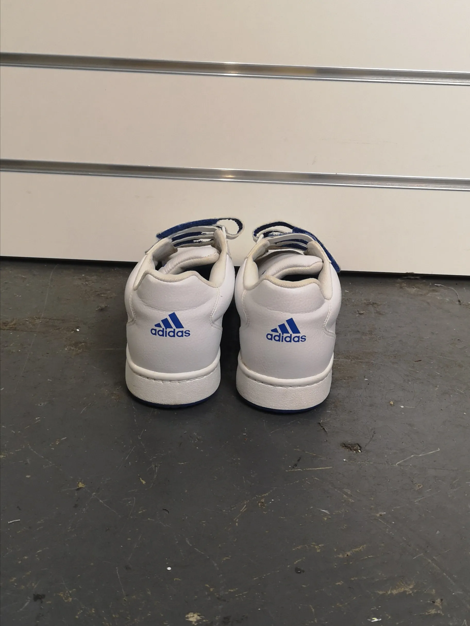 Adidas White and Blue Trainers Size 5.5