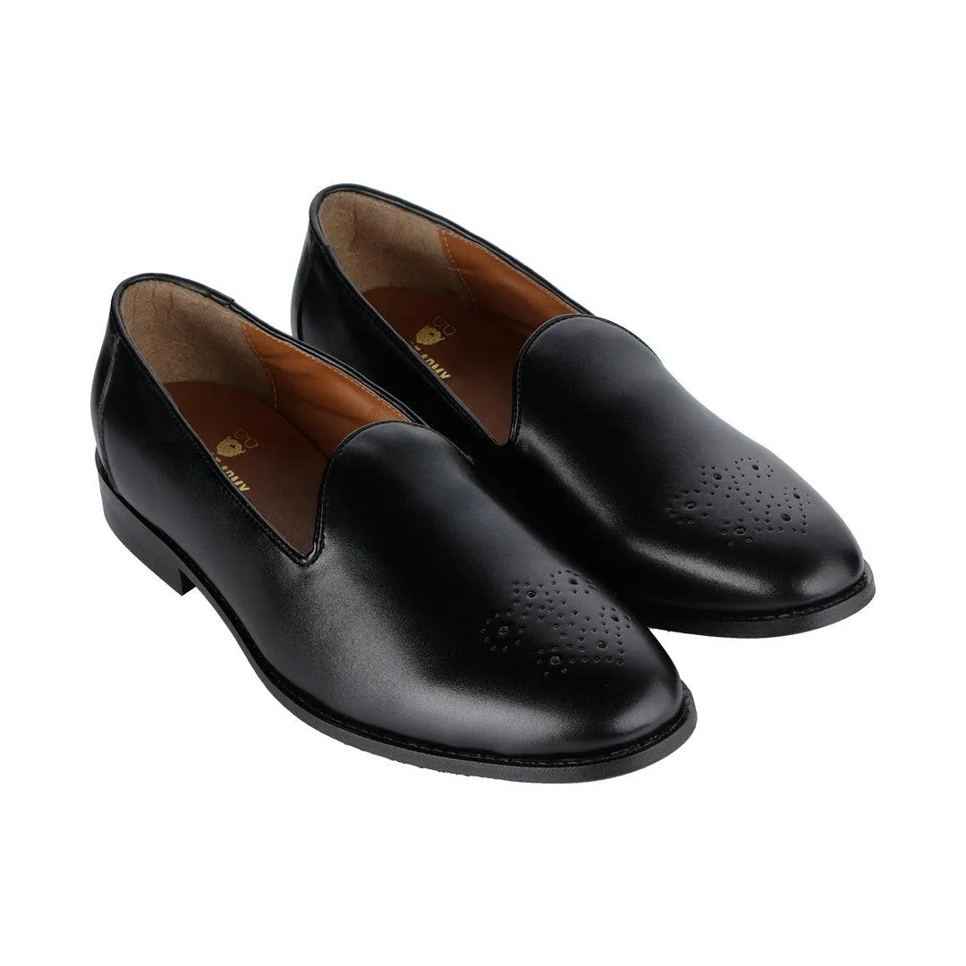 Assisi Timeless Medallion Toe Black Slipper Shoes