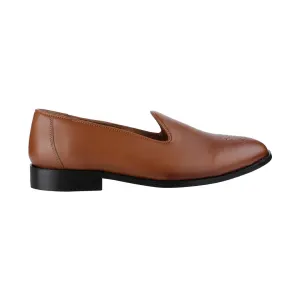 Assisi Timeless Medallion Toe Tan Slipper Shoes