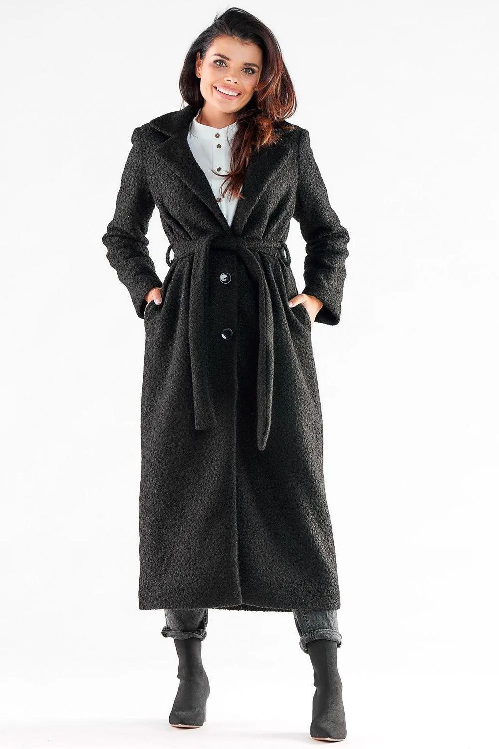 Awama pleasant, warm fabric maxi length coat