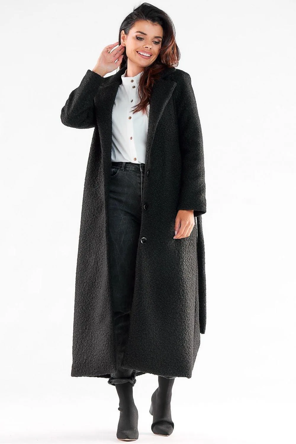 Awama pleasant, warm fabric maxi length coat