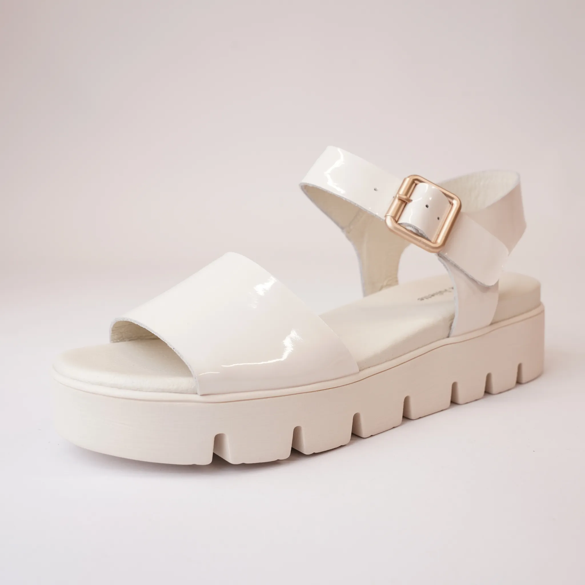 Babels Ivory Patent Leather Sandals