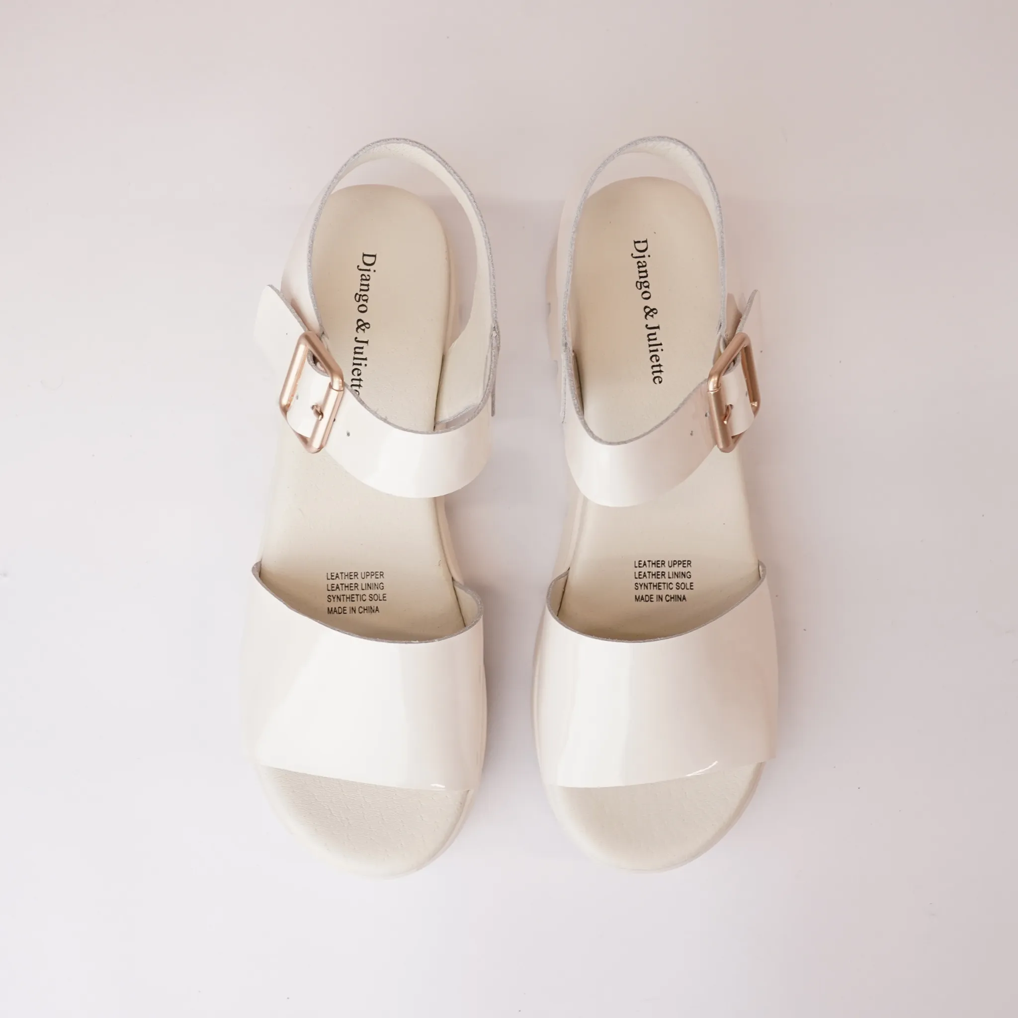 Babels Ivory Patent Leather Sandals