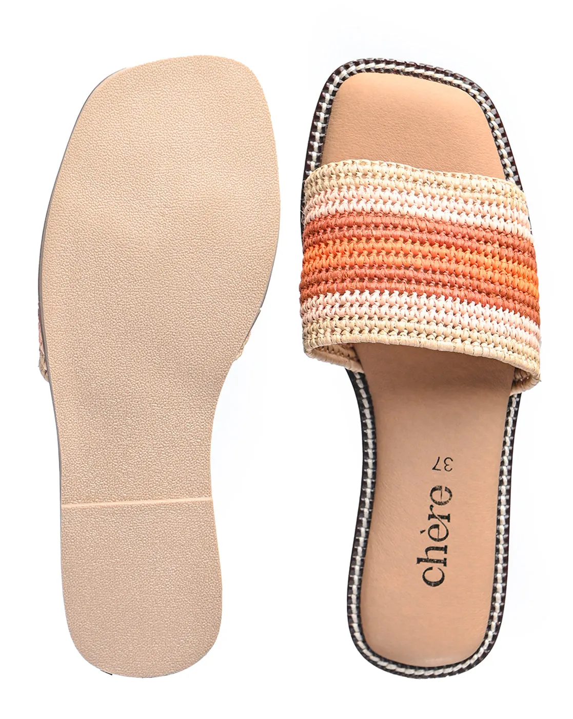 Beige Woven Comfort Flats for Women