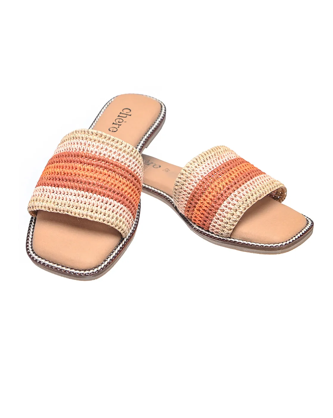 Beige Woven Comfort Flats for Women