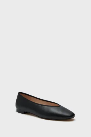 Black Leather Nina Flats