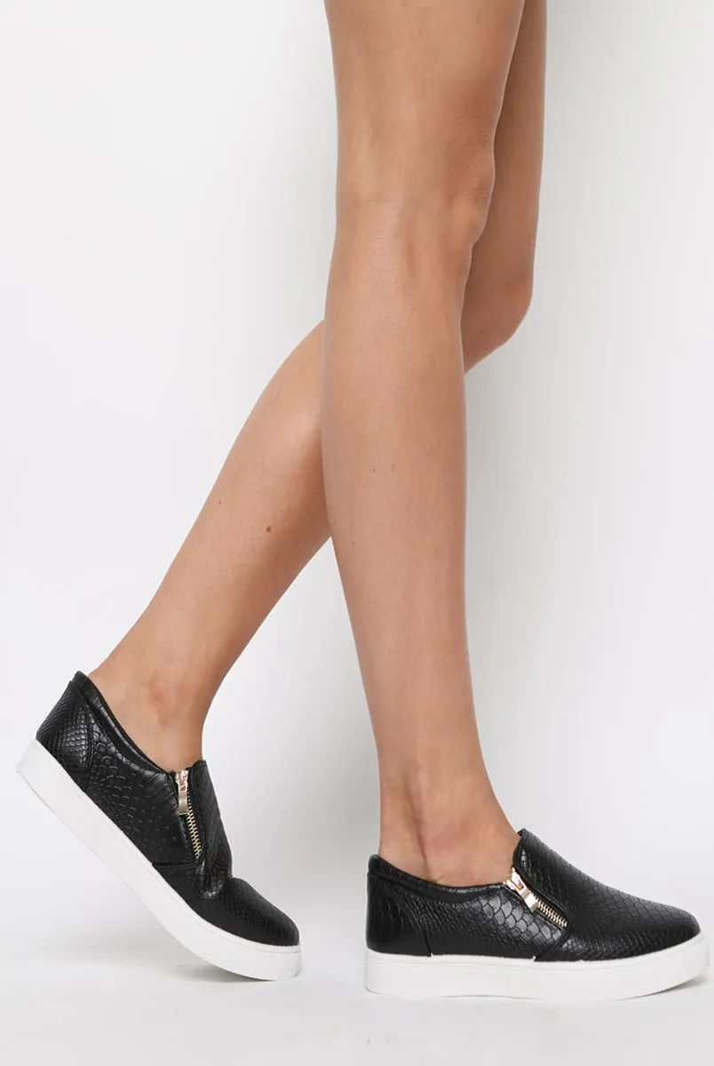 Black Snakeskin Skater Shoes - Chelsea