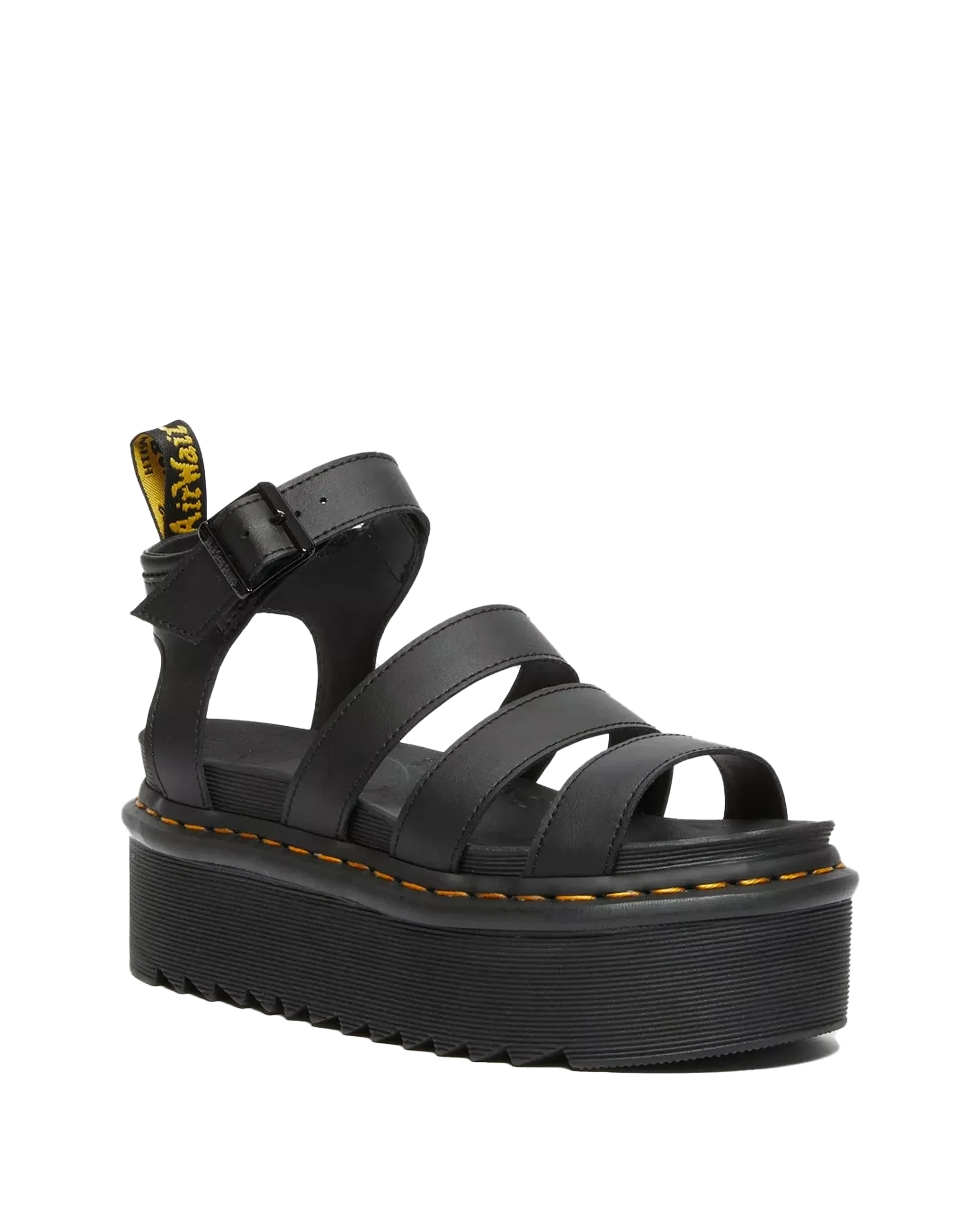 Blaire Quad Hydro Leather Platform Gladiator Sandals in Black Hydro