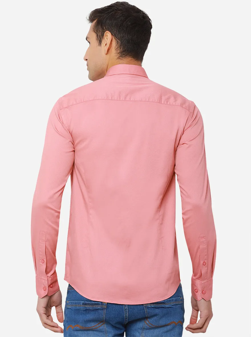 Blush Pink Solid Slim Fit Casual Shirt | JadeBlue