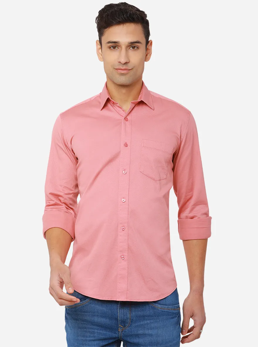 Blush Pink Solid Slim Fit Casual Shirt | JadeBlue