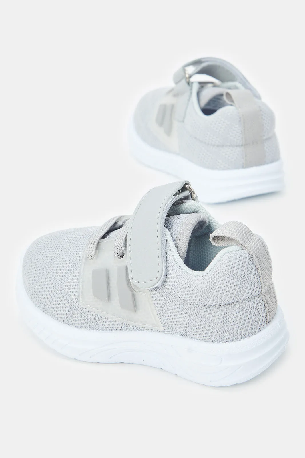 Boys Grey Velcro Strap Sneakers