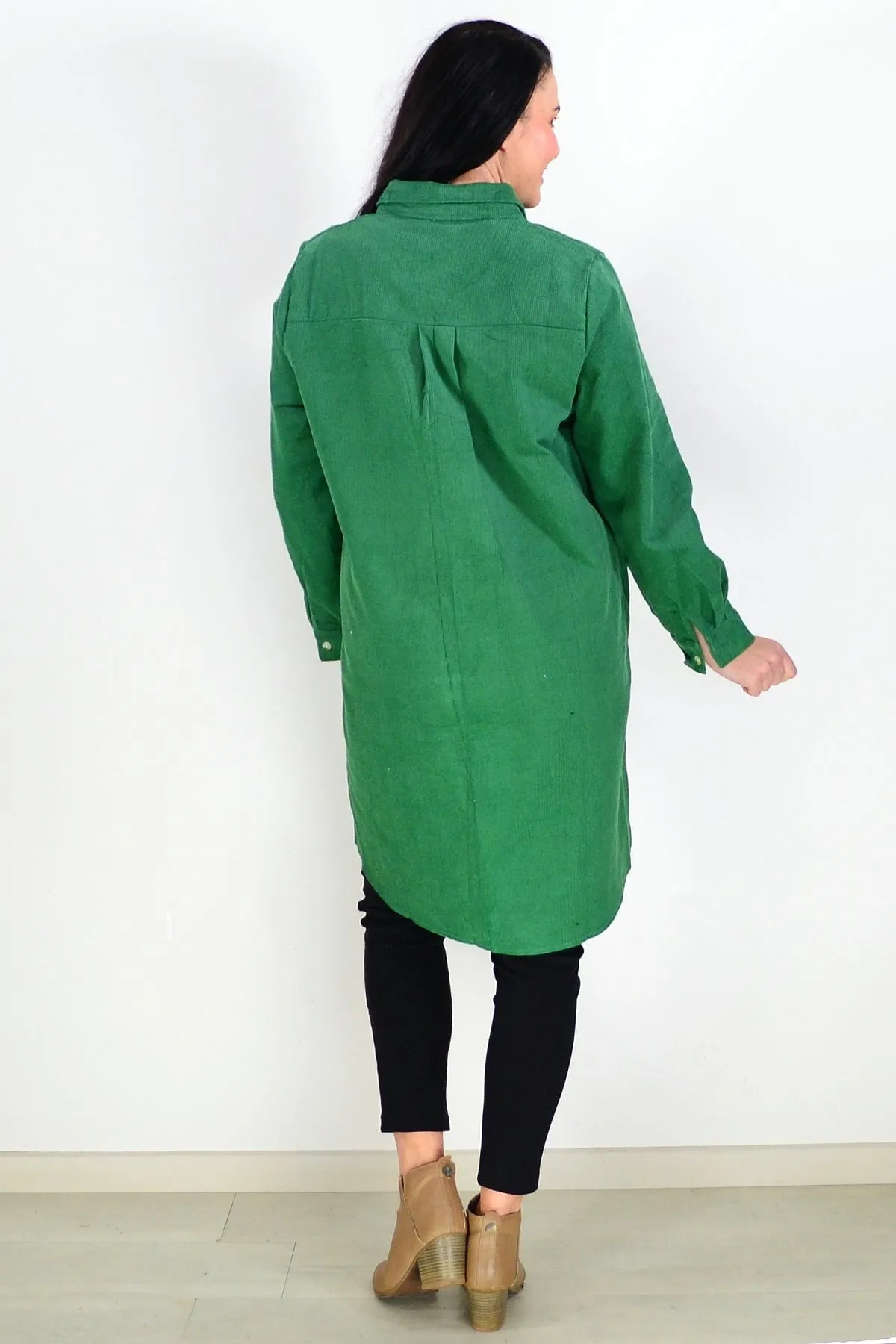 Bright Green Corduroy Tunic Shirt