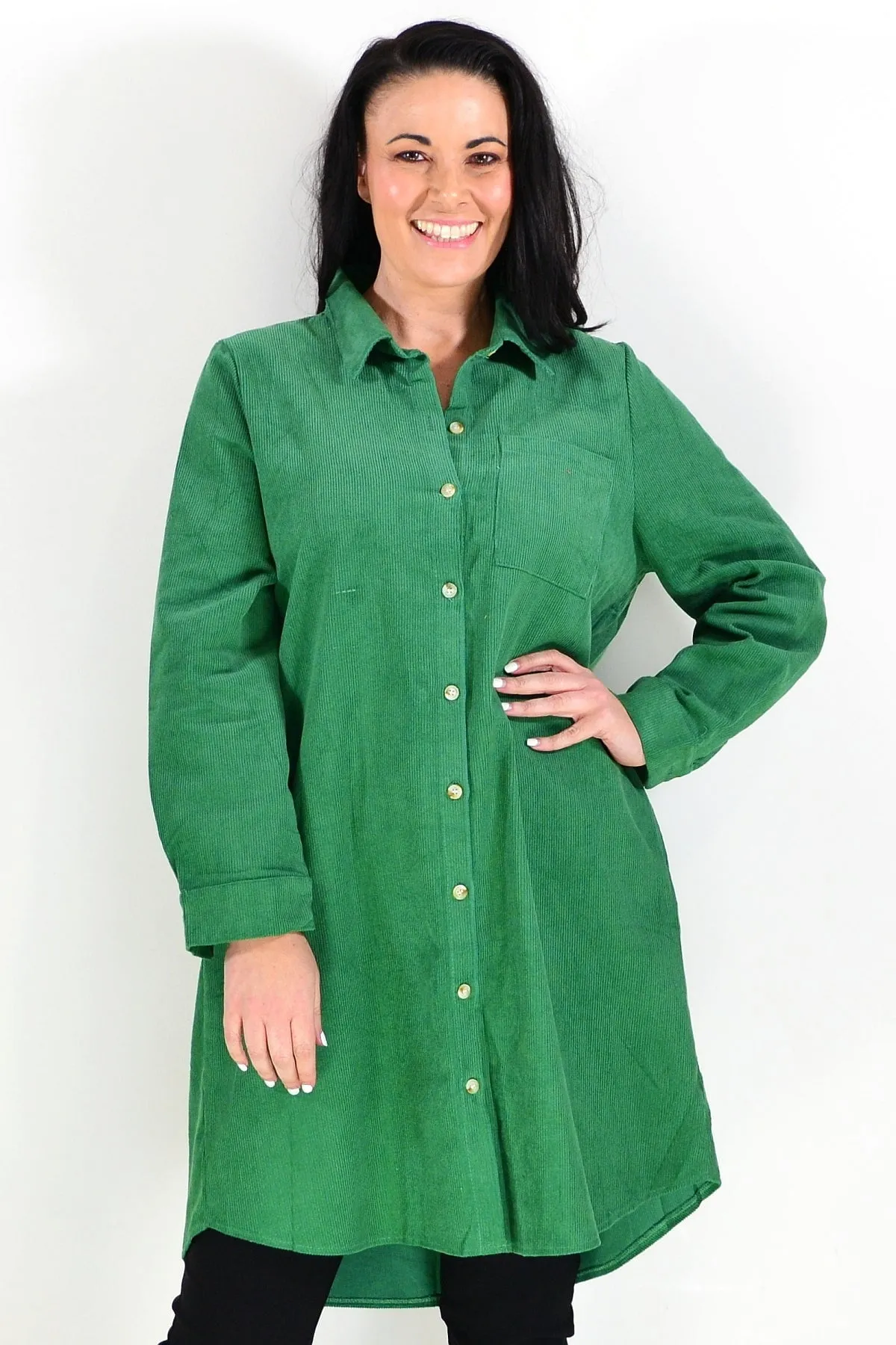 Bright Green Corduroy Tunic Shirt