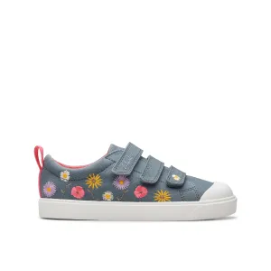 Clarks City Vibe K Girls Floral Denim Shoe