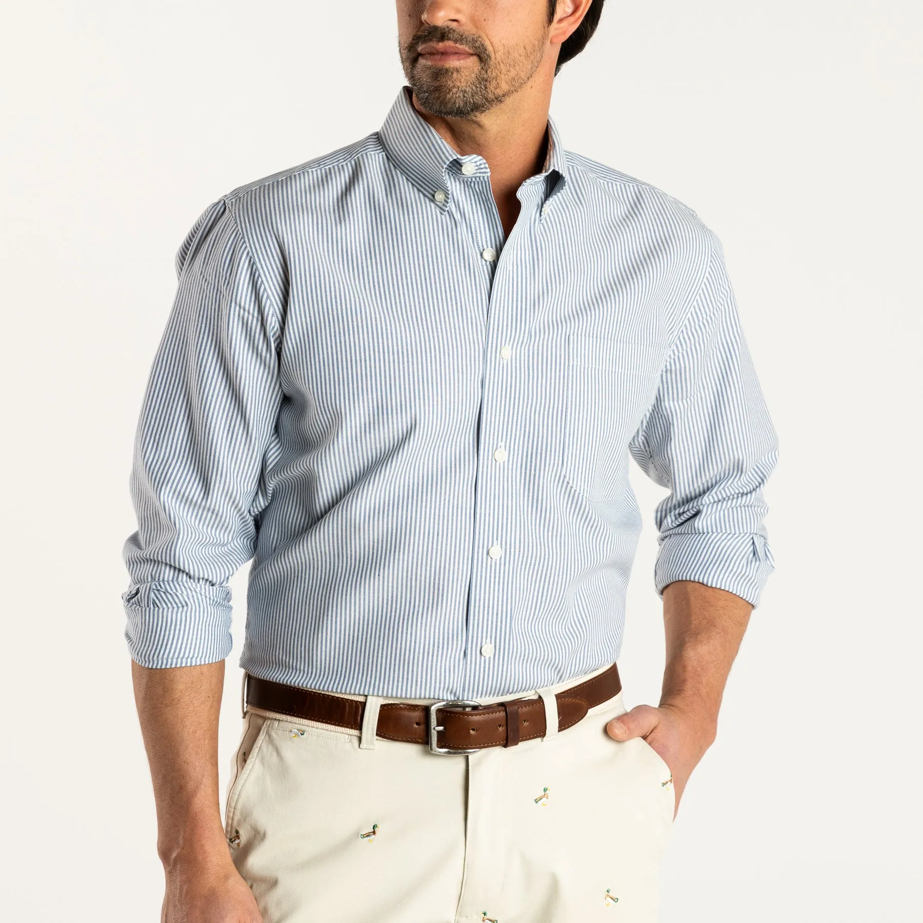 Collins Stripe Cotton Oxford Sport Shirt