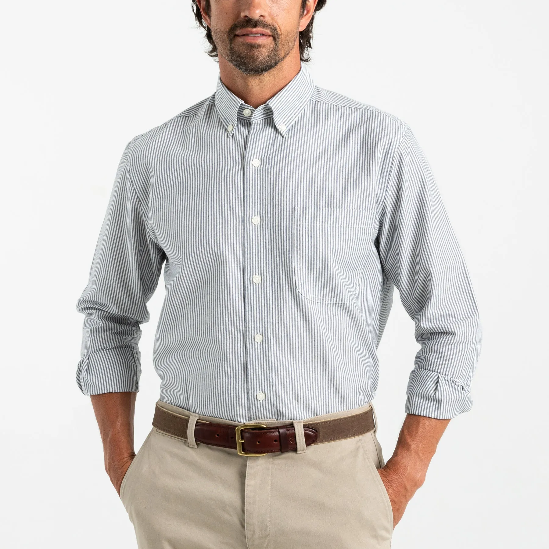 Collins Stripe Cotton Oxford Sport Shirt