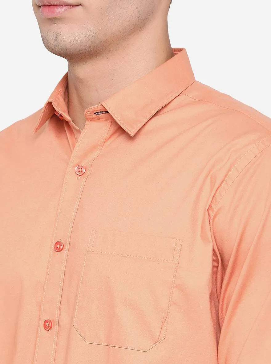 Dark Orange Solid Slim Fit Casual Shirt | Greenfibre