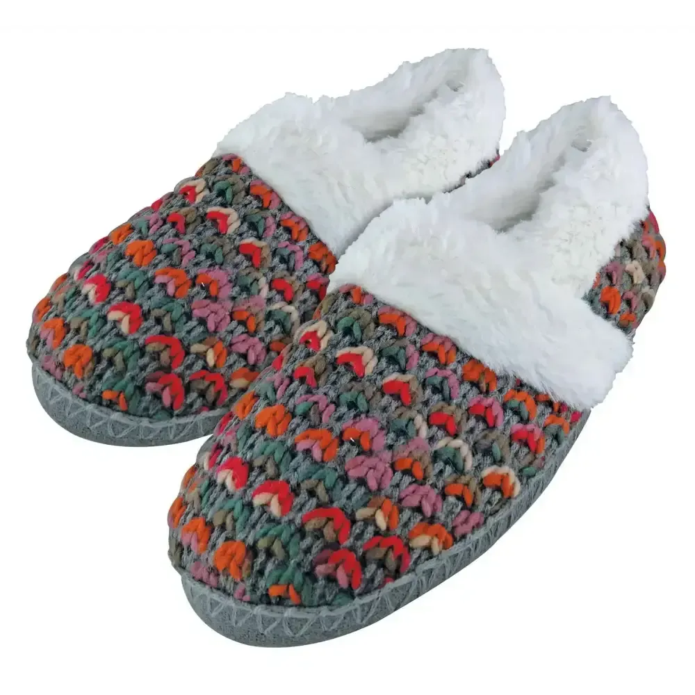 Dunlop - ladies slippers - knitted 8029 (5 uk / brown)