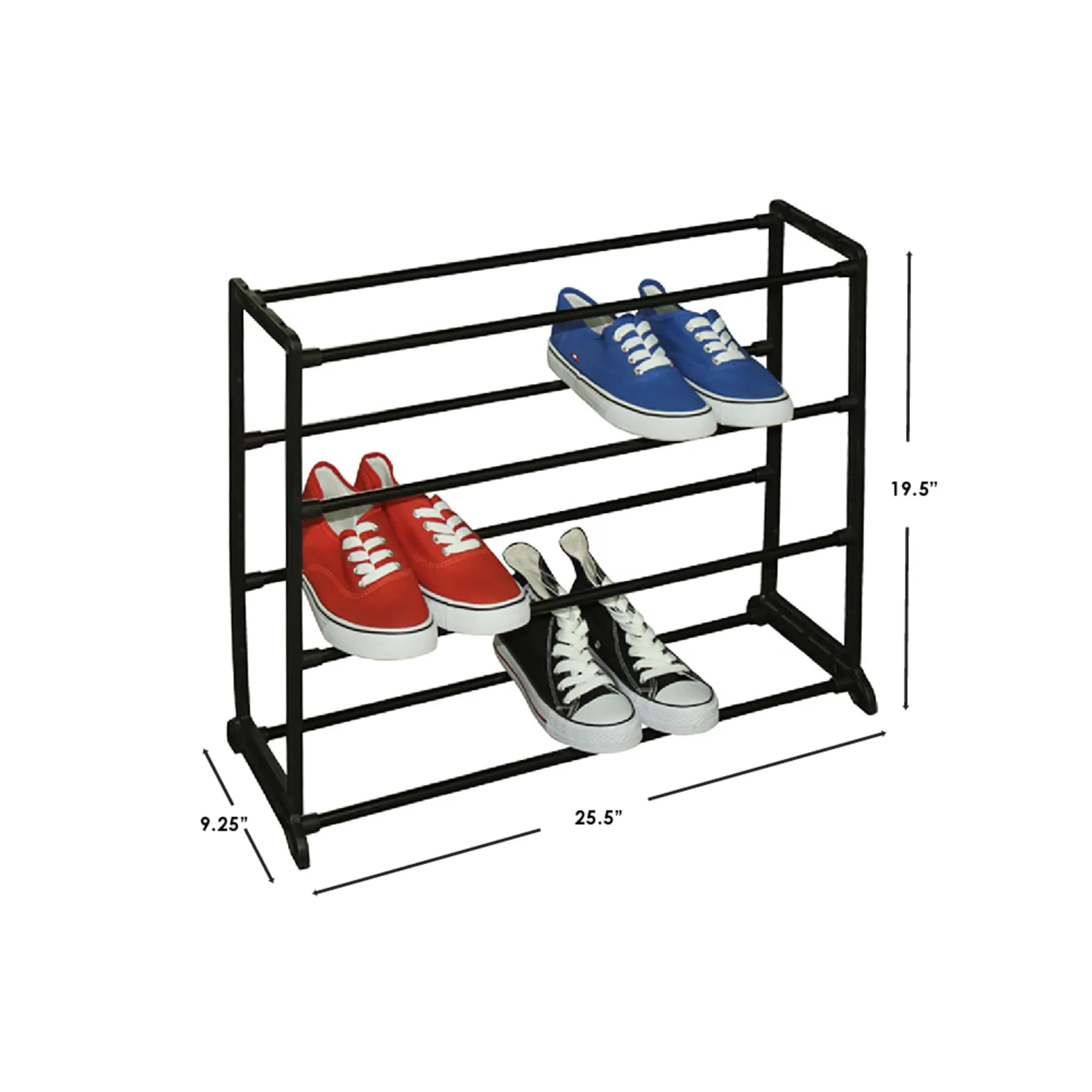 Easy Assemble Space-Saving 12 Pair Shoe Tower Multi-Purpose Storage Rack,  Black