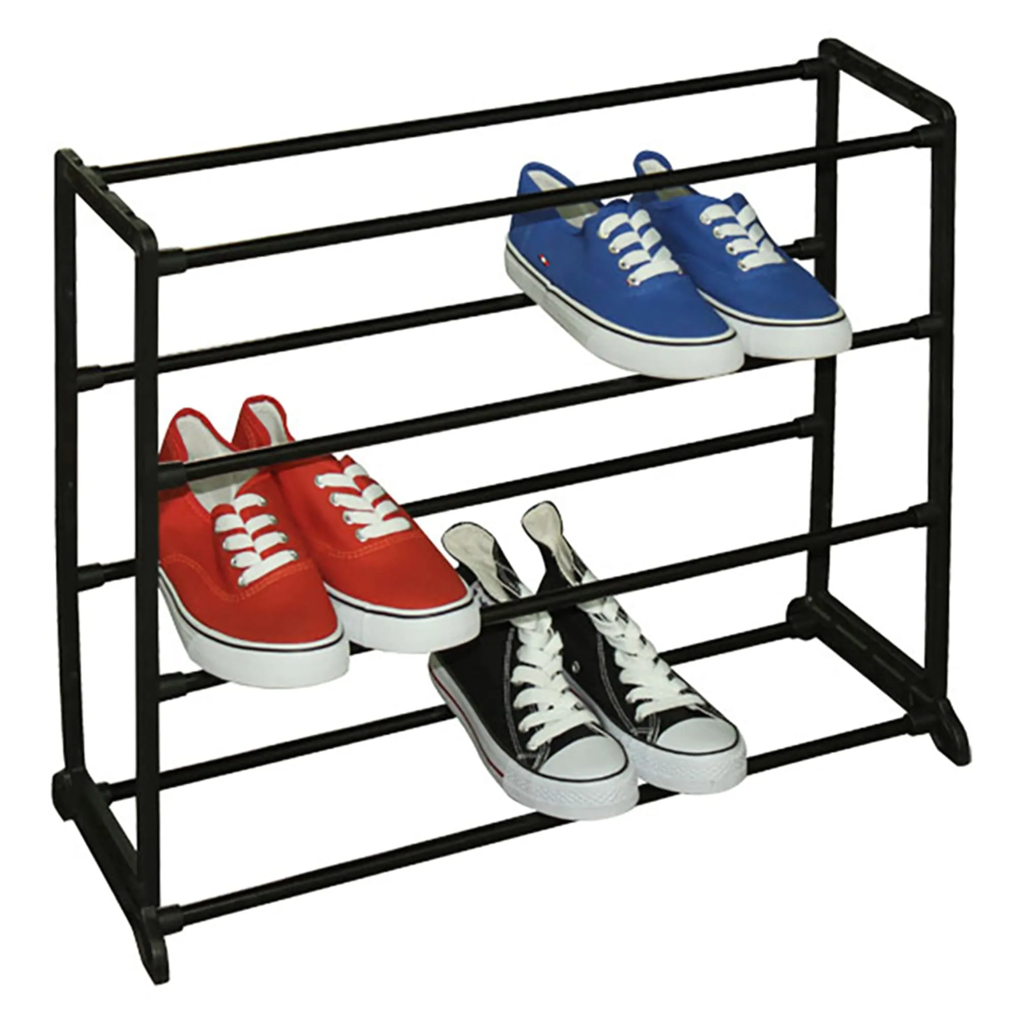 Easy Assemble Space-Saving 12 Pair Shoe Tower Multi-Purpose Storage Rack,  Black