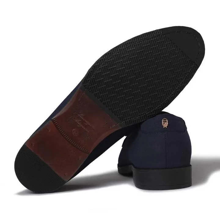 El Moho - Navy Blue Suede Tassel Slip-On