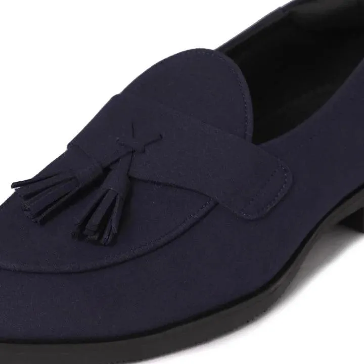 El Moho - Navy Blue Suede Tassel Slip-On