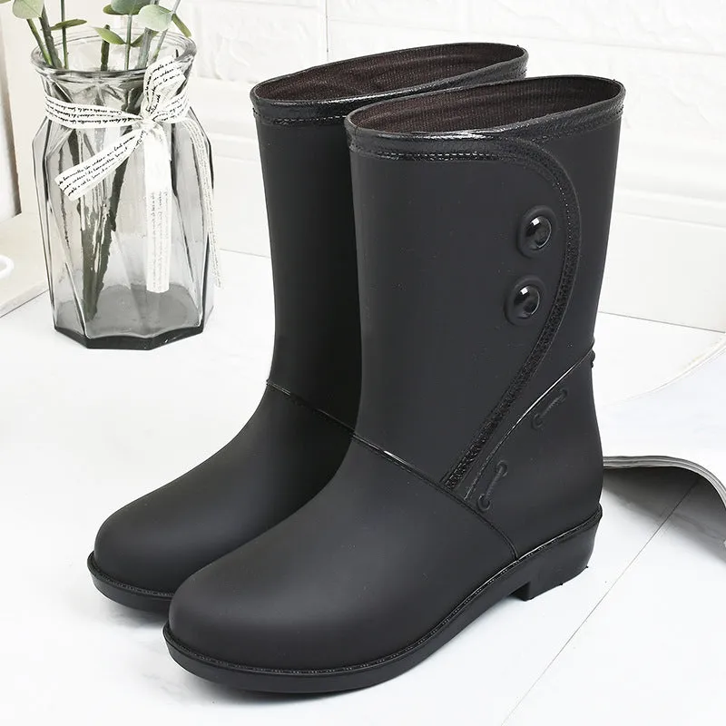 Fashion Velvet Padded Rain Boots Women Warm Knee-high Rain Boots