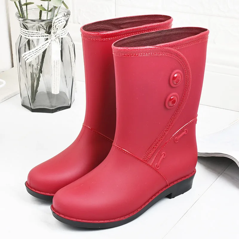 Fashion Velvet Padded Rain Boots Women Warm Knee-high Rain Boots