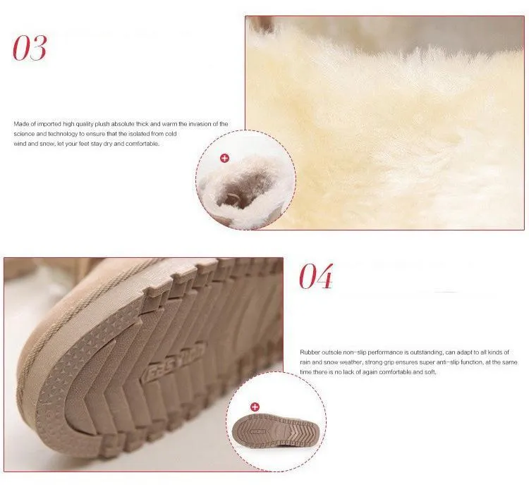 Fur lining lace-up snow boots warm ankle snow boots for women winter warm short boots