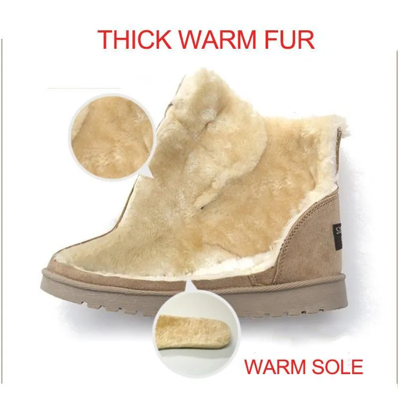 Fur lining lace-up snow boots warm ankle snow boots for women winter warm short boots