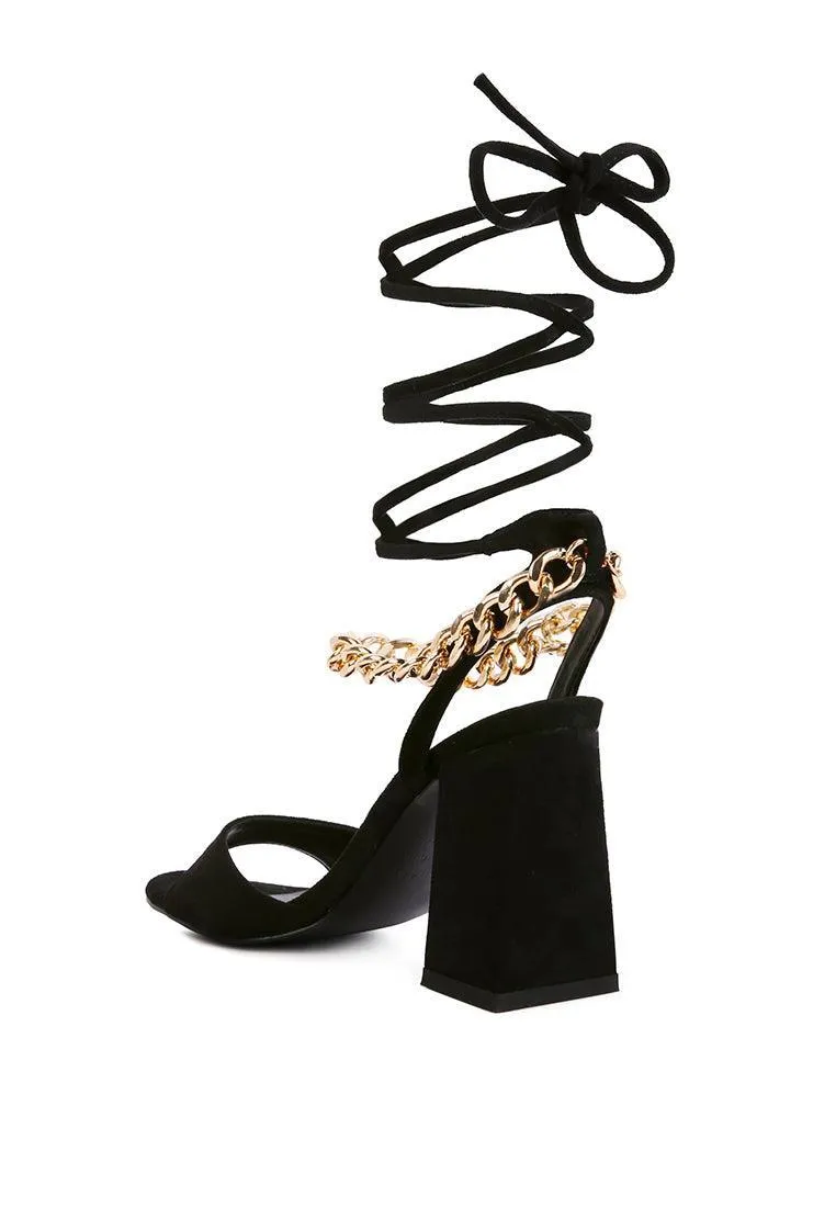 gone gurl metal chain lace up sandals