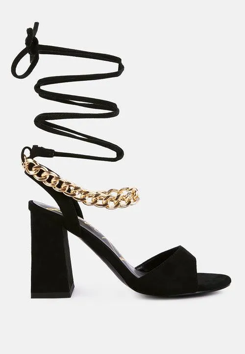 gone gurl metal chain lace up sandals