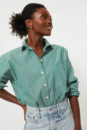 Green Jo Shirt in Striped Poplin