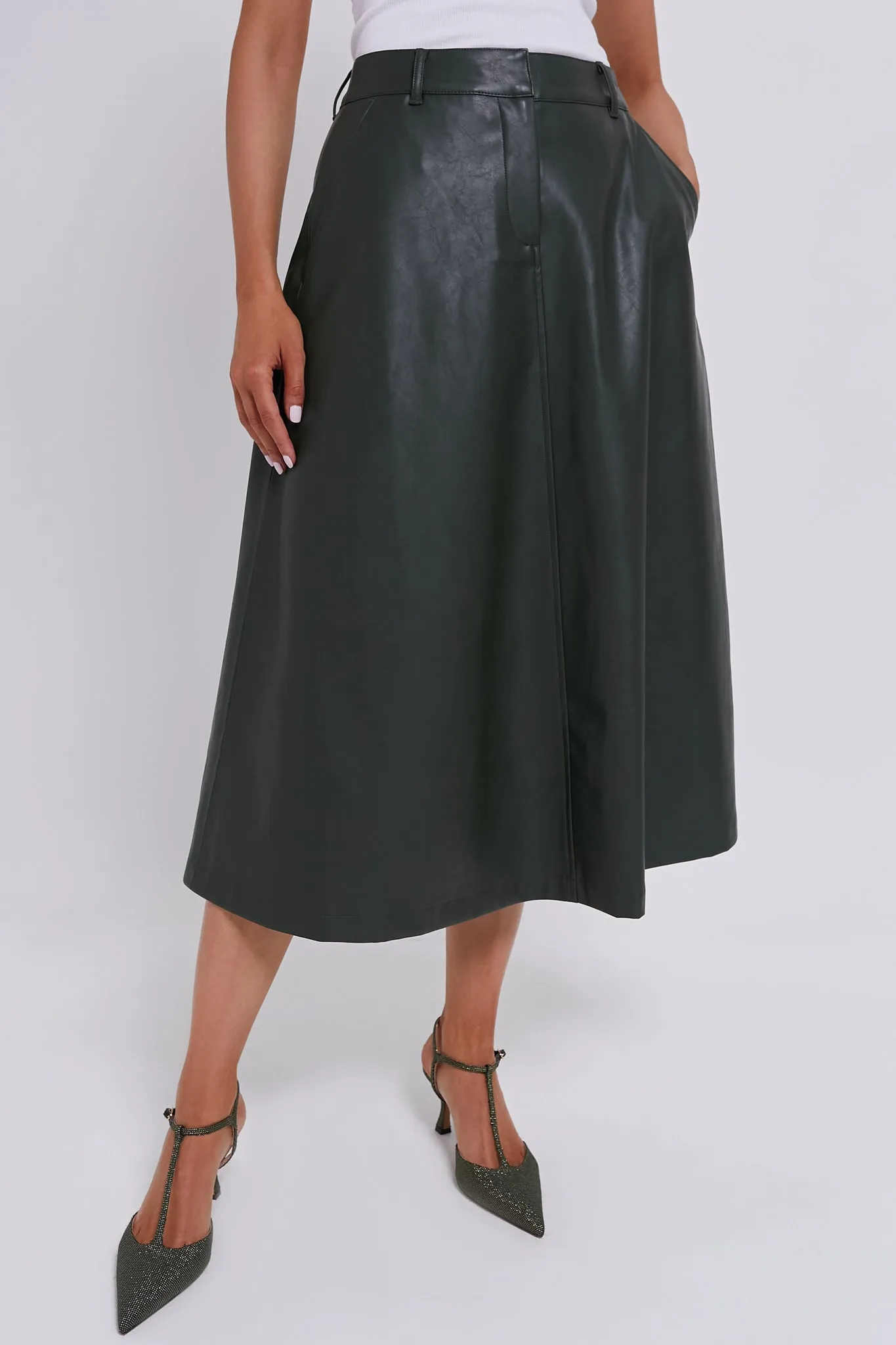 Green Leather Ira Skirt