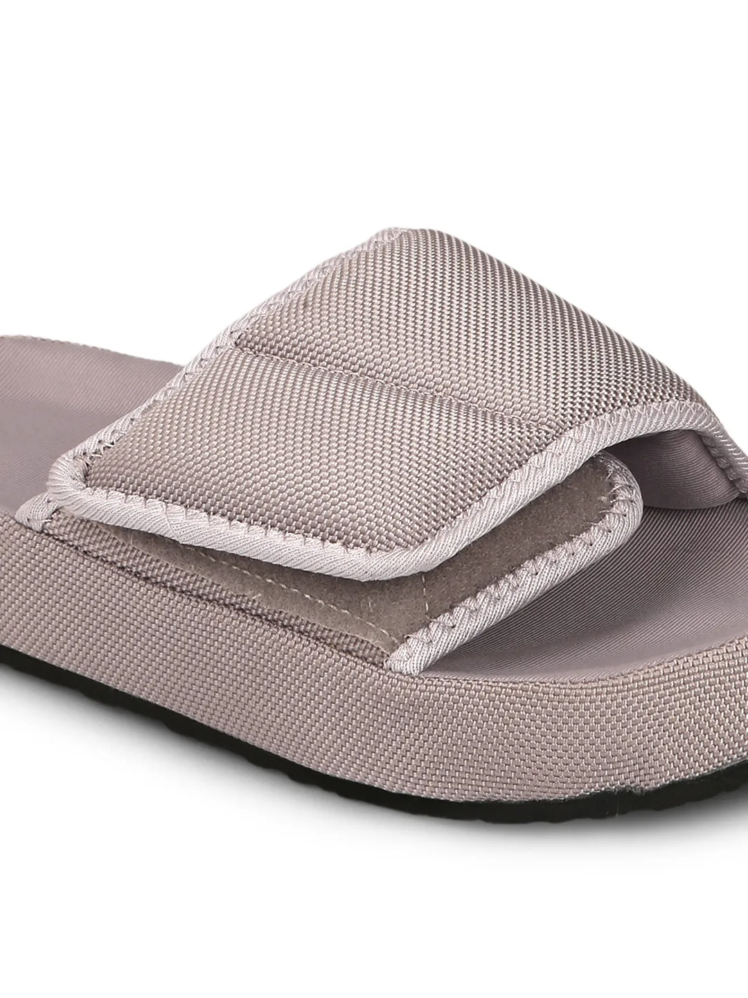 Grey Broad Strap Slip-on Flats