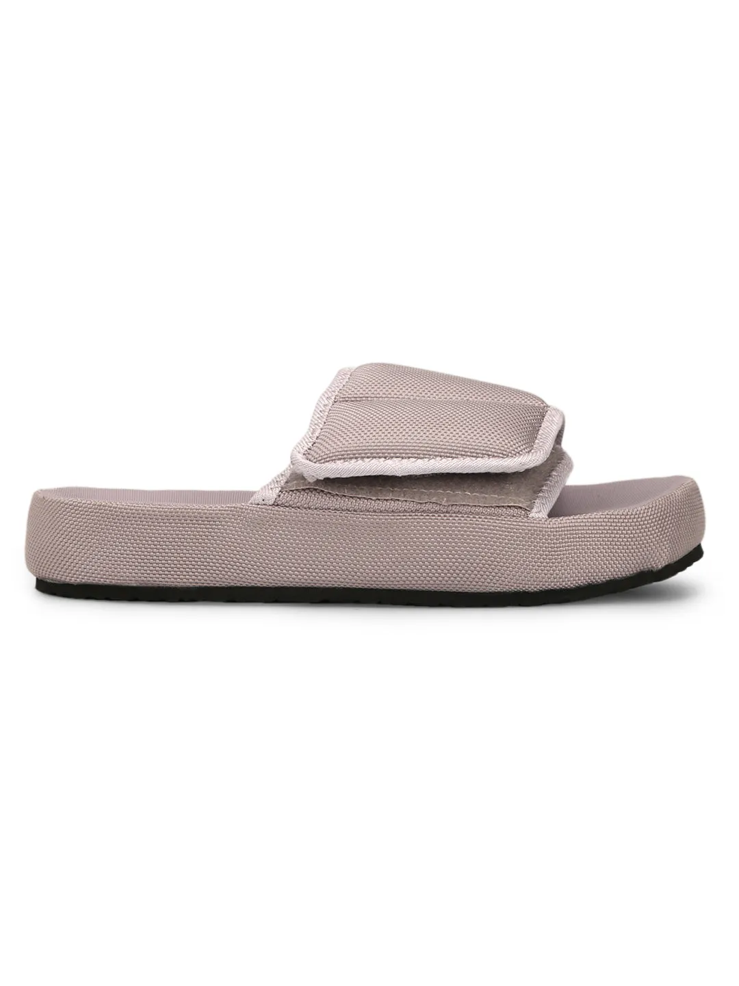 Grey Broad Strap Slip-on Flats