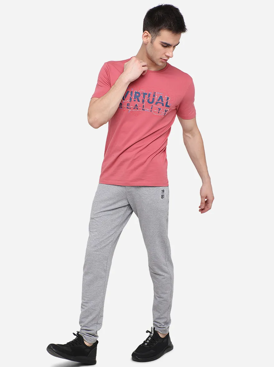 Grey Melange Solid Slim Fit Track Pants | JadeBlue