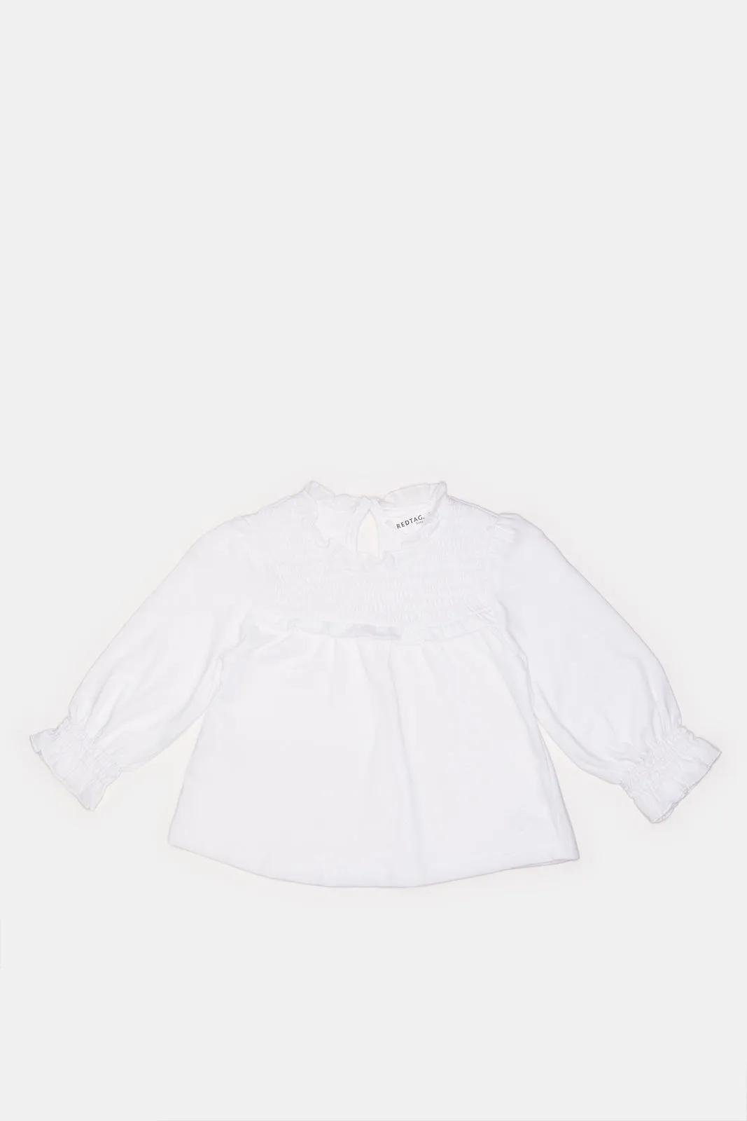 Infant Girls White Smocking Frilled Top