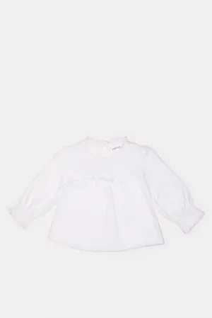 Infant Girls White Smocking Frilled Top