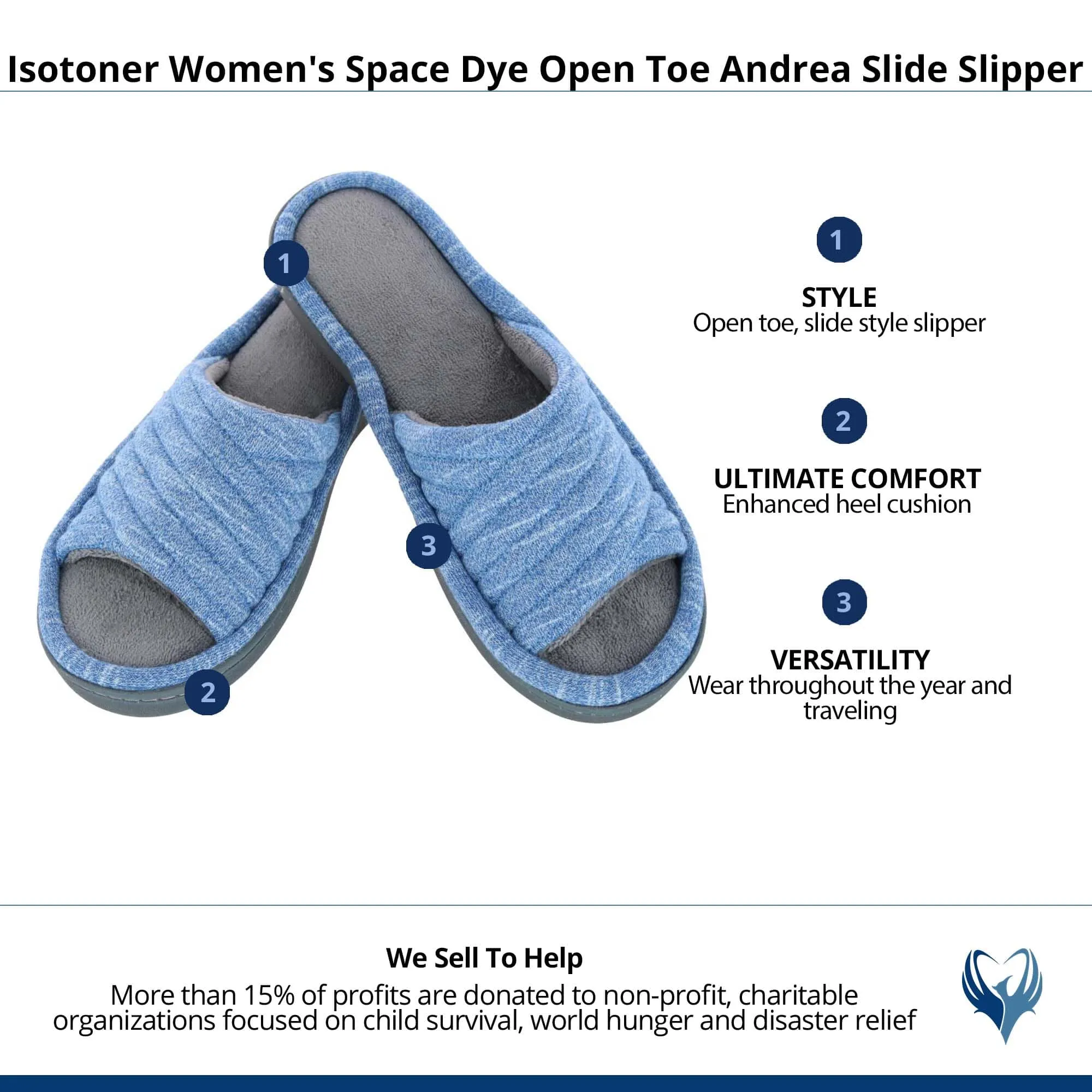 Isotoner Women's Space Dye Open Toe Andrea Slide Slipper