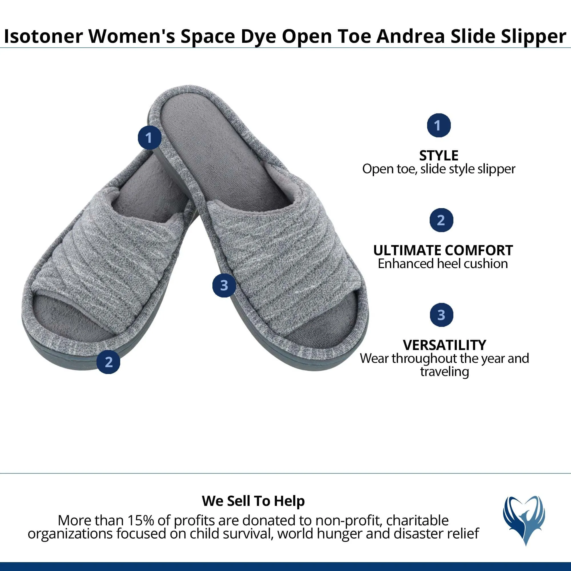 Isotoner Women's Space Dye Open Toe Andrea Slide Slipper