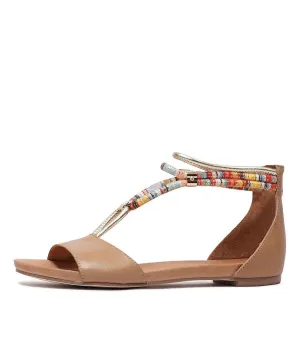 Jazmin Dark Tan Multi Leather Sandals