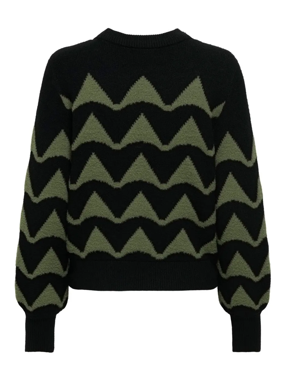 Jdytina L/s Jacquard Pullover Knt - Groen Dessin