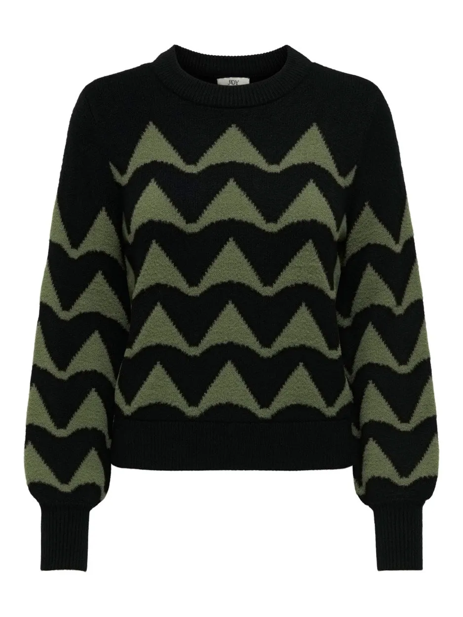 Jdytina L/s Jacquard Pullover Knt - Groen Dessin